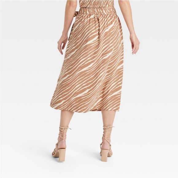 Women’s Linen Wrap A-line Skirt a new day Brown - Picture 2 of 3